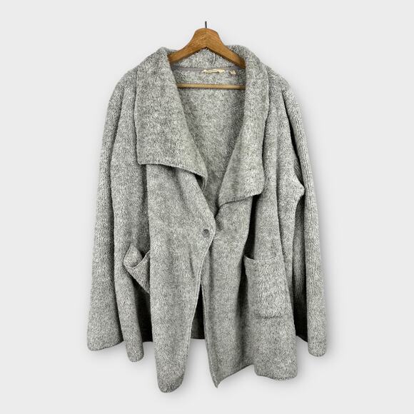 Soft Surroundings Womens One Size Sherpa Sweater Cardigan Gray 58707 - Picture 1 of 9